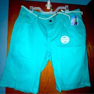 Womens Teal Bermuda Shorts
